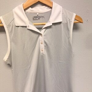 Nike Golf Women's White and Gray Striped Sleeveless Shirt